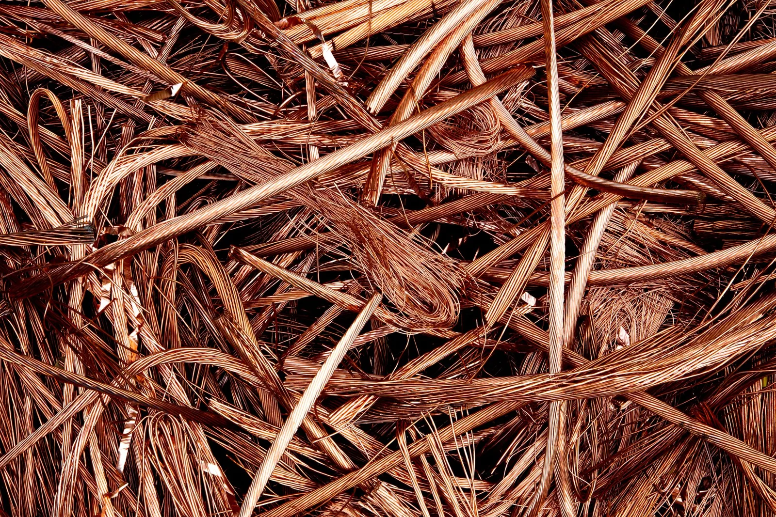 Recovered copper wire ready for recycling